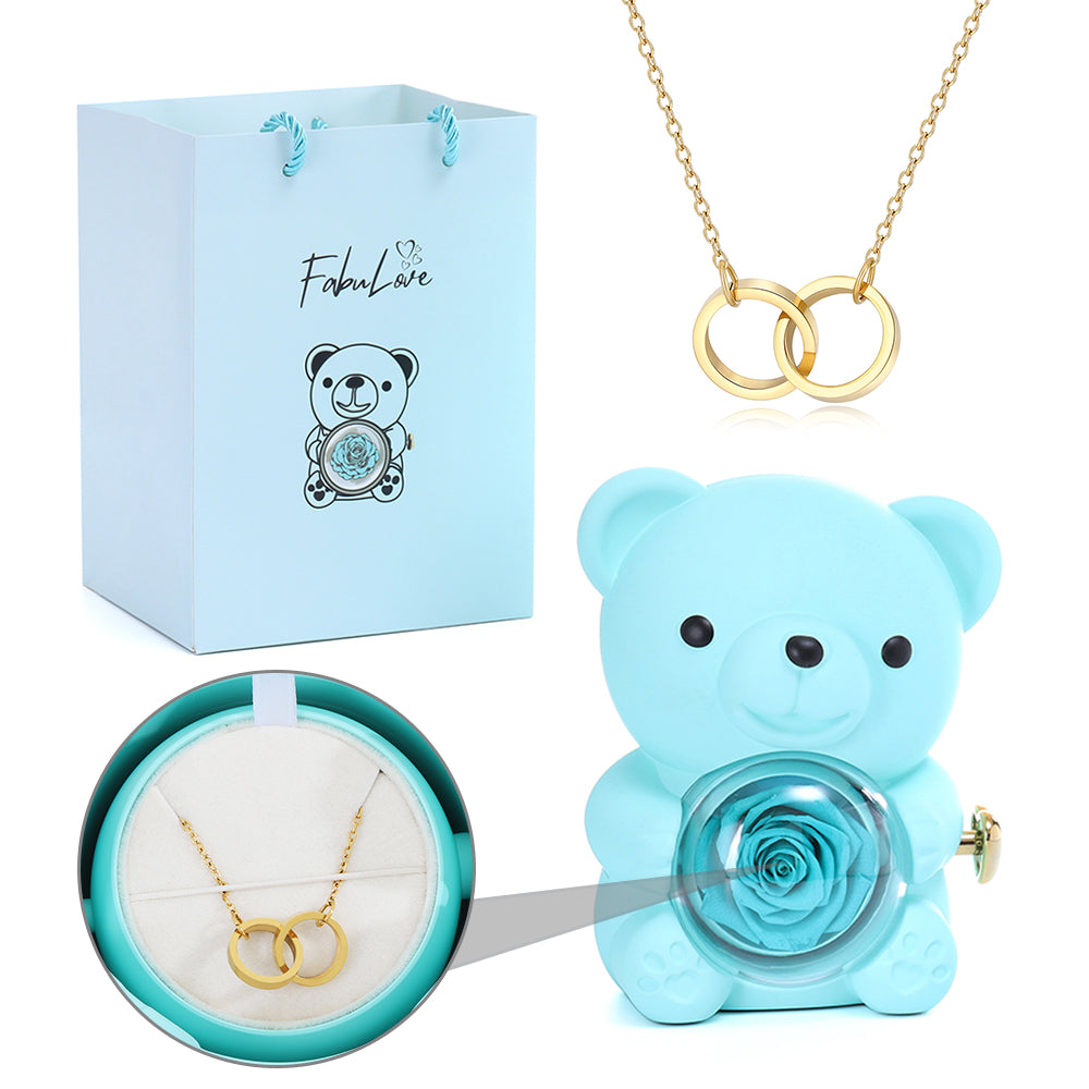 Eternal Rose Bear - W/ Engraved Necklace