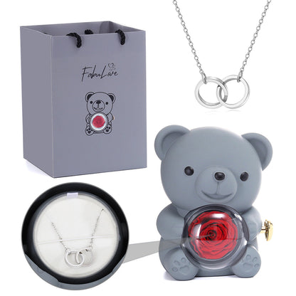 Eternal Rose Bear - W/ Engraved Necklace