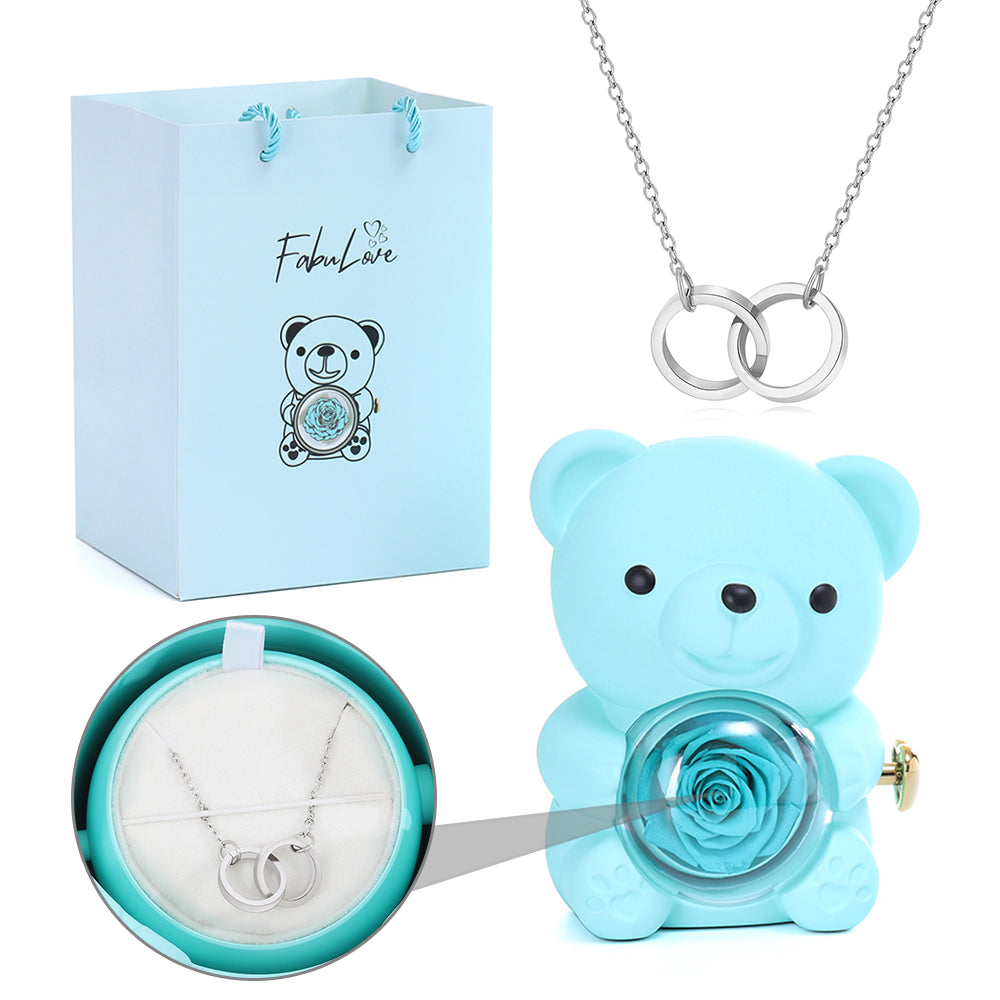 Eternal Rose Bear - W/ Engraved Necklace