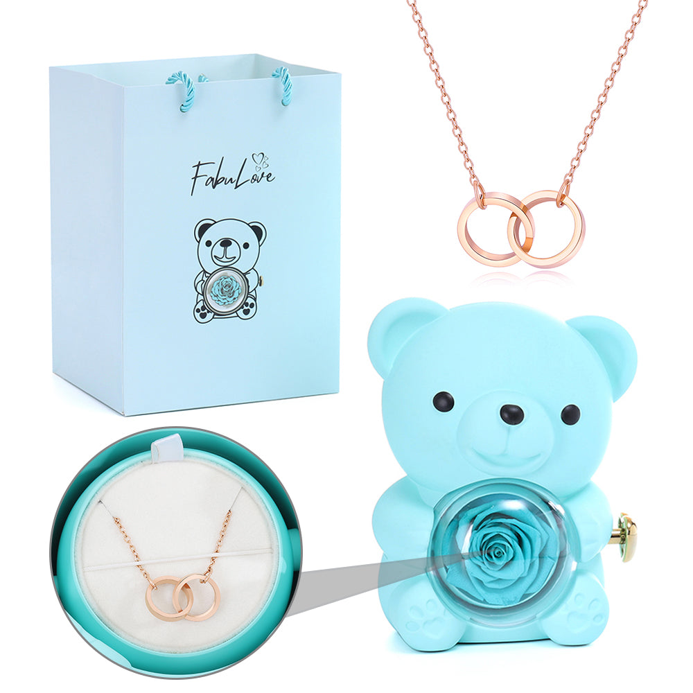 Eternal Rose Bear - W/ Engraved Necklace