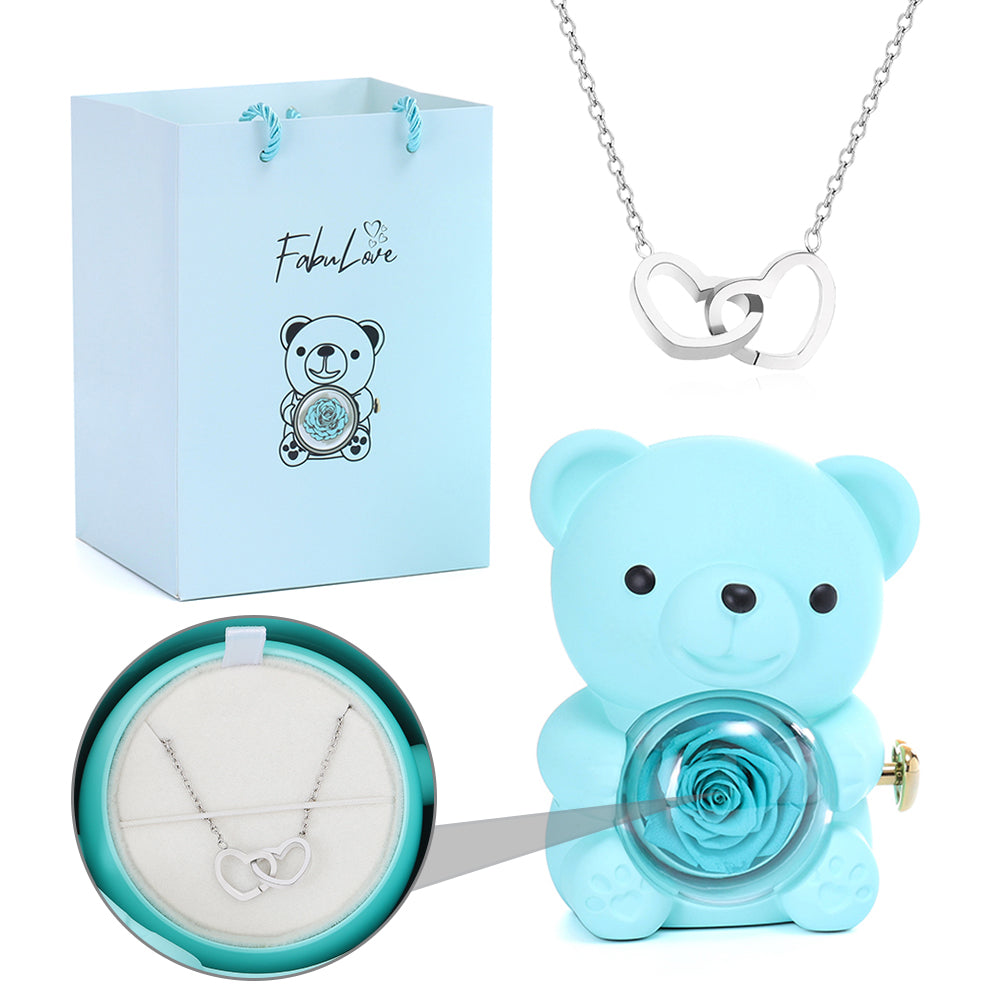 Eternal Rose Bear - W/ Engraved Necklace