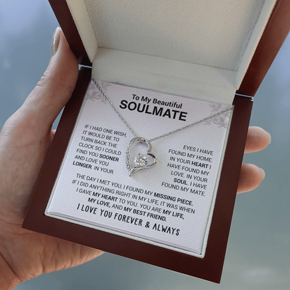 To My Beautiful Soulmate - In Your Eyes I Have Found My Home - Forever Love Necklace