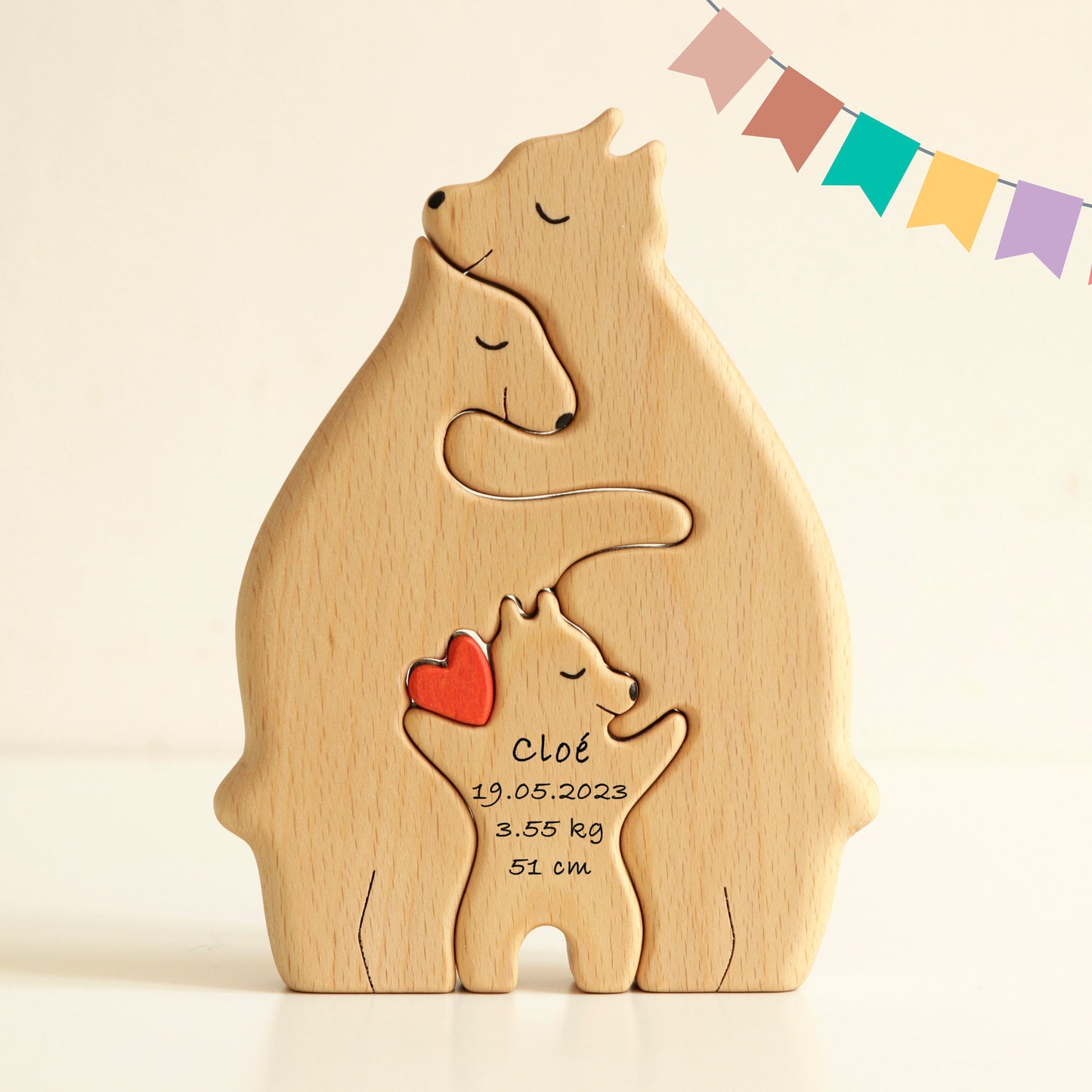 Wooden Personalized Family Puzzle Decoration - Gift for Family, Christmas Gift