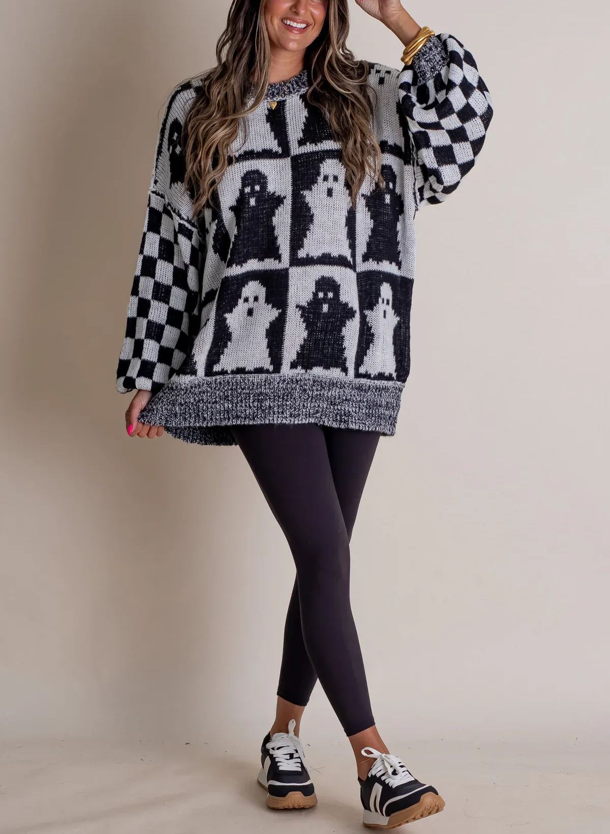 Halloween Checkered Sweater-SPOOKY SEASON (Buy 2 Free Shipping)