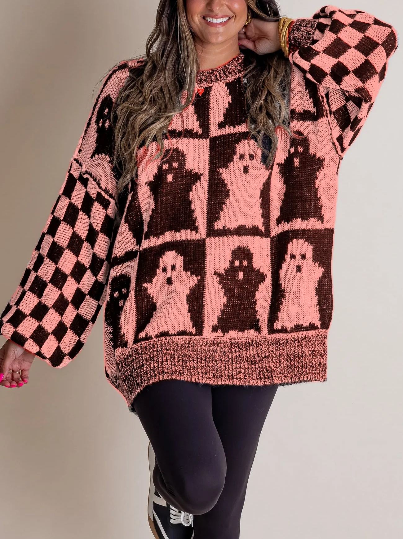 Halloween Checkered Sweater-SPOOKY SEASON (Buy 2 Free Shipping)