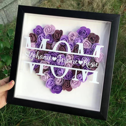 Mom Heart Shaped Monogram Flower Shadow Box - MyLoveCustom(New)