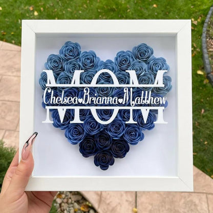 Mom Heart Shaped Monogram Flower Shadow Box - MyLoveCustom(New)