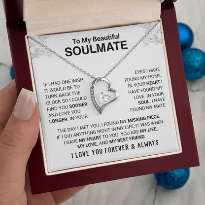 To My Beautiful Soulmate - In Your Eyes I Have Found My Home - Forever Love Necklace