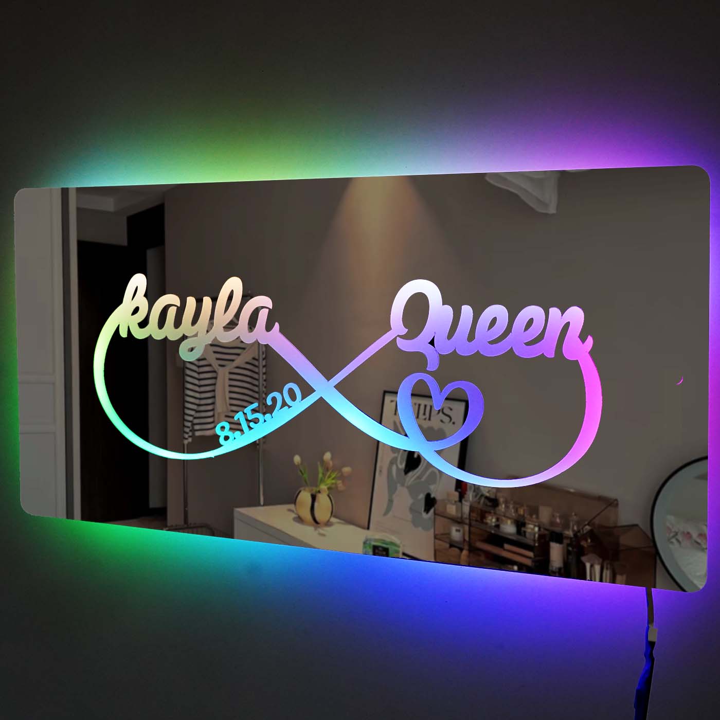 Hot Sale Personalized Name Infinity Sign Light Up Mirror【BUY 2 GET FREE SHIPPING】