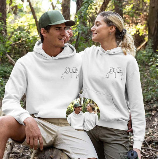 Ugifts™ Custom Embroidered Hoodie, Couple Friend Family Gift